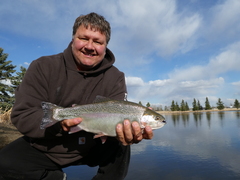 A streamer fooled this dandy Beaumont Pond rainbow.
