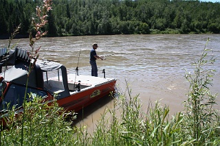 A jet boat adds the necessary mobility to successful Alberta sturgeon angling