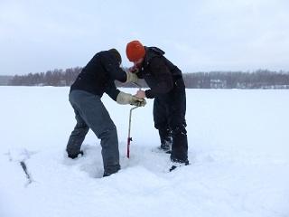 An ice auger comes in handy