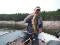 Gord Ellis with a chunky bass landed on the new Ugly Stik Elite rod
