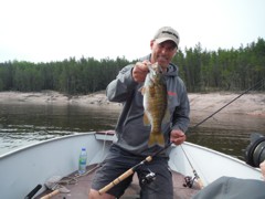 Chunky smallmouth bass are plentiful along rocky shores and points