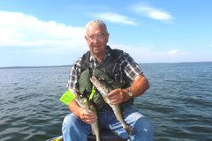Russ Letwin with a nice pair of Pigeon Lake harvest tag walleye.