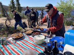 Is there any meal better than a shore lunch of fresh lake trout with all the fixings?.